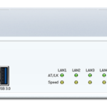Sophos SD-RED 20 remote Ethernet device front panel with LAN, WAN, internet, system, and USB 3.0 ports.